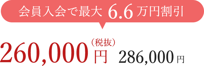 会員入会で6.6万円割引