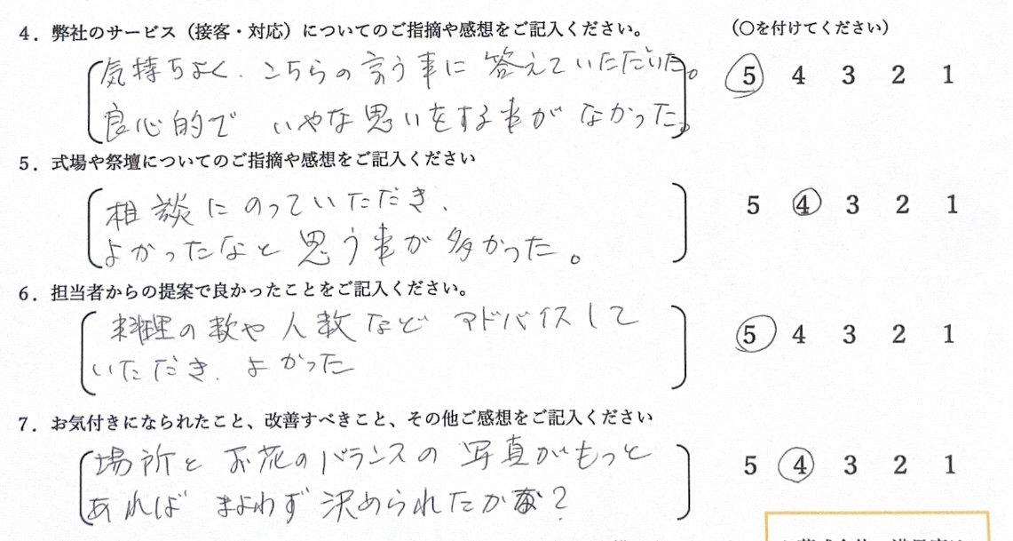 堺市　一日葬　お客様の声　レビュー