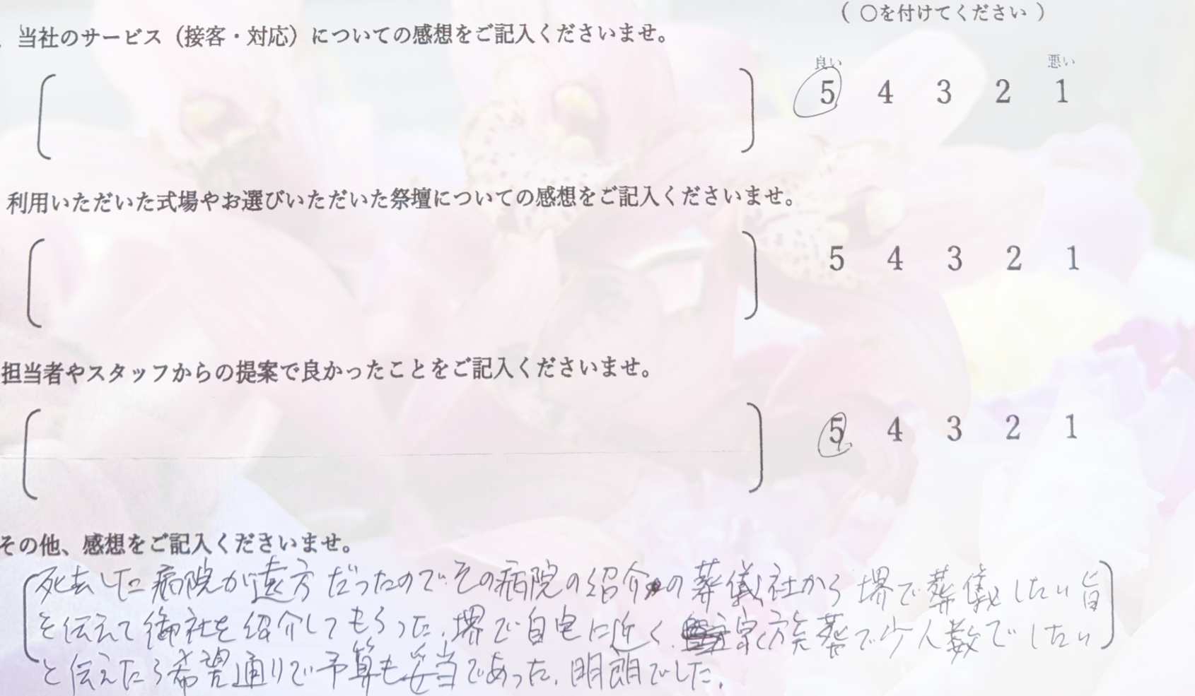 堺市で家族葬を行われたお客様のアンケート内容を紹介するページへ誘導する画像で、実際の声を確認できます。