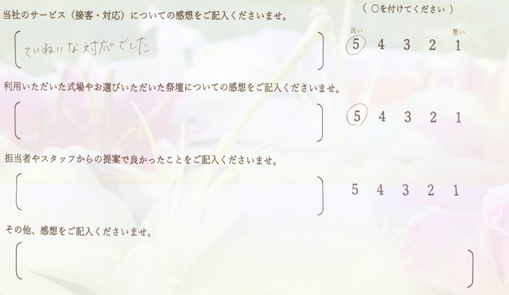 堺市で家族葬を行った稲満家のアンケートを紹介するHP用サムネイル画像。選ばれた理由と接客満足度が伝わります。